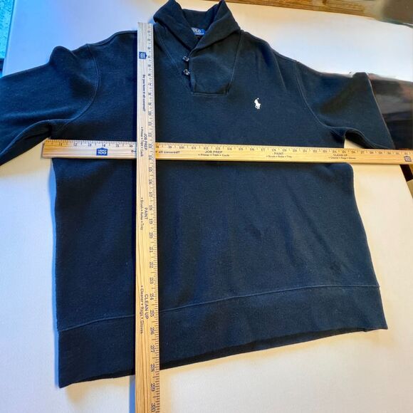 Polo Ralph Lauren Sweater Mens XL Black Shawl Neck Collar Pullover Preppy - Picture 4 of 9